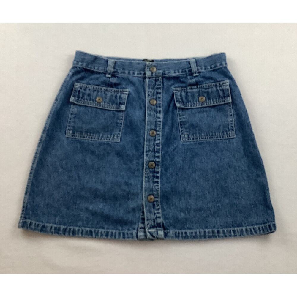 American‎ Eagle Outfitters Denim Mini Skirt Women’s Size 8 Blue Jeans Snap Front